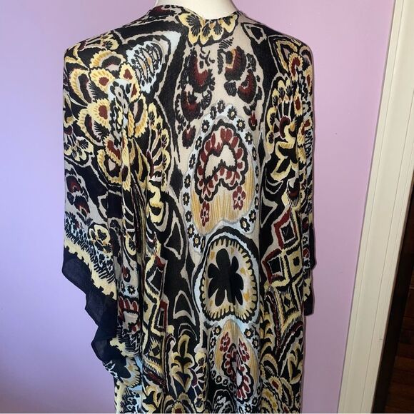 Comfy Luxe One Size Boho Ruana Colorful Patterned Kimono Lightweight - Picture 7 of 9